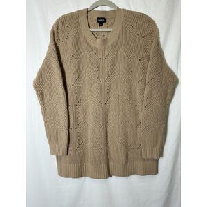 Torrid Women's Pointelle V-Neck Long Sleeve Oversized Sweater, Size (1) M